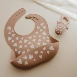 Bavoir en silicone Fall In Love taupe rose