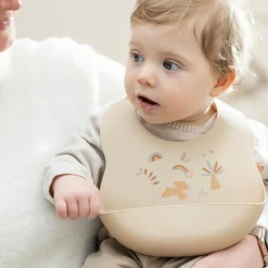 Bavoir en silicone imprimé beige-jaune