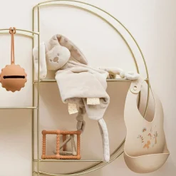 Bavoir en silicone imprimé beige-jaune