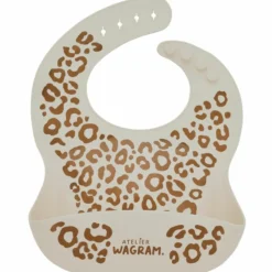 Bavoir en silicone Léopard Crème