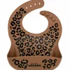 Bavoir en silicone Léopard Marron