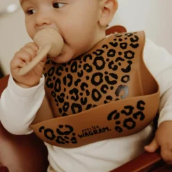 Bavoir en silicone Léopard Marron