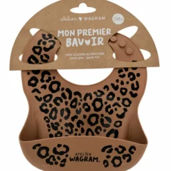 Bavoir en silicone Léopard Marron