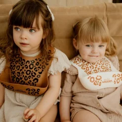 Bavoir en silicone Léopard Marron