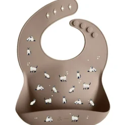 Bavoir en silicone Minouche taupe