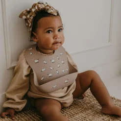 Bavoir en silicone Minouche taupe