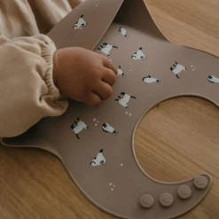 Bavoir en silicone Minouche taupe