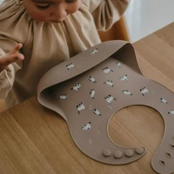 Bavoir en silicone Minouche taupe