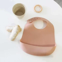 Bavoir en silicone Rose