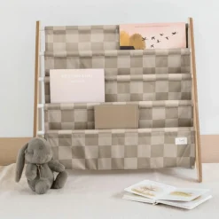 Bibliothèque en tissu recyclé Damier beige