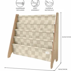 Bibliothèque en tissu recyclé Damier beige