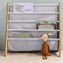 Bibliothèque en tissu recyclé Uni gris clair