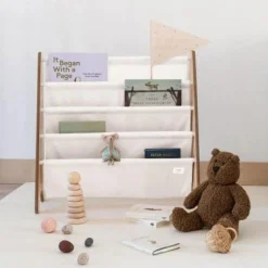 Bibliothèque en tissu recyclé Uni crème