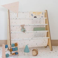 Bibliothèque en tissu recyclé Terrazzo crème