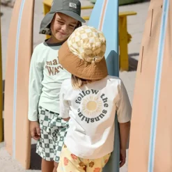 Bob anti-UV motifs à carreaux vanille et écru vanilla et sea salt (19-36 mois)