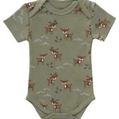 Body manches courtes en coton bio Deer olive (3-6 mois : 60 à 67 cm)