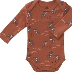 Body manches longues en coton bio Deer amber brown (6-12 mois : 67 à 74 cm)