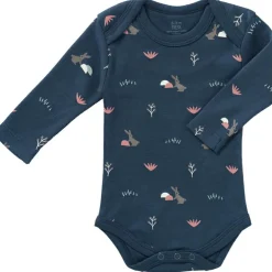 Body manches longues en coton bio Rabbit mood indigo (6-12 mois : 67 à 74 cm)