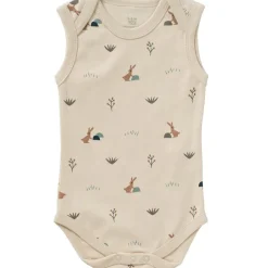 Body sans manches en coton bio Rabbit sandshell (6-12 mois : 67 à 74 cm)