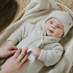 Bonnet bébé en teddy coton bio Soul Linen (0-3 mois)
