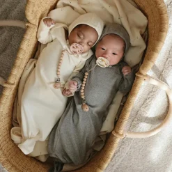 Bonnet de naissance à nouer Gray Melange