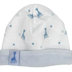 Bonnet de naissance en coton bleu Sophie la girafe (1-3 mois)