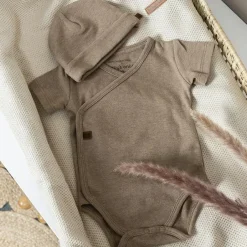 Bonnet de naissance en coton bio Melange clay (0-3 mois)