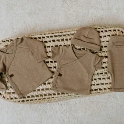 Bonnet de naissance en coton bio Melange clay (0-3 mois)