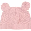 Bonnet de naissance Ours en maille Rose poudre (0-1 mois)