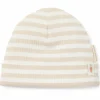 Bonnet de naissance rayé Sand-White (Taille 1 - 44-56)