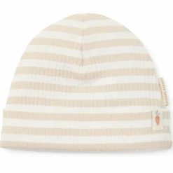 Bonnet de naissance rayé Sand-White (Taille 1 - 44-56)