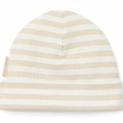 Bonnet de naissance rayé Sand-White (Taille 1 - 44-56)