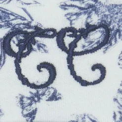 Bonnet de naissance Toile de Jouy bleu