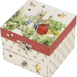 Boîte à bijoux musicale cube Pierre Lapin carotte