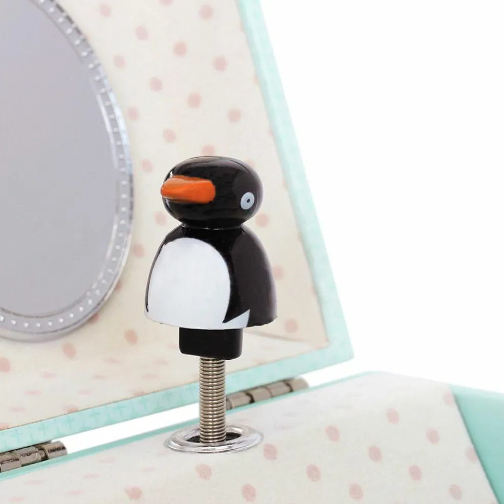 Boîte à bijoux musicale phosphorescente pingouin