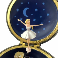 Boîte à bijoux musicale ronde Ballerine bleue