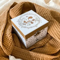 Boîte à musique cube écureuil dans la prairie Lutin Petit Pois