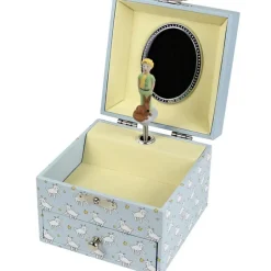Boîte à musique cube Le Petit Prince bleu clair