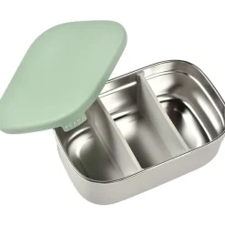 Boîte repas en inox gris velours-vert sauge