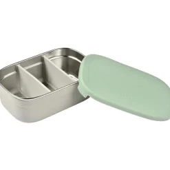 Boîte repas en inox gris velours-vert sauge