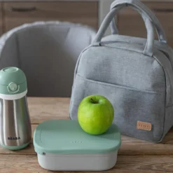 Boîte repas en inox gris velours-vert sauge