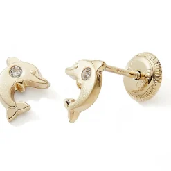 Boucles d'oreilles à vis Dauphin (or jaune 9 carats)