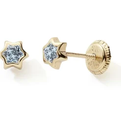 Boucles d'oreilles à vis Etoile bleu clair (or jaune 9 carats)