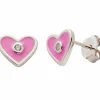 Boucles d'oreilles Cœur laqué Rose (argent)