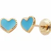 Boucles d'oreilles Cœur laqué Bleu (or jaune 375°)