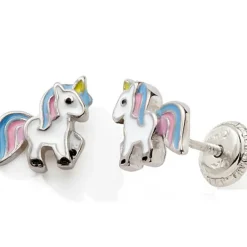 Boucles d'oreilles Easy Viss Licorne multicolore (argent 925)