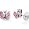 Boucles d'oreilles Easy Viss Papillon laqué rose (argent 925)