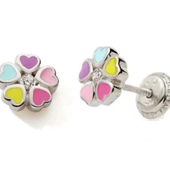 Boucles d'oreilles Easy Viss Fleur multicolore (argent 925)