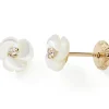 Boucles d'oreilles Fleur blanche nacrée (or jaune 375°)