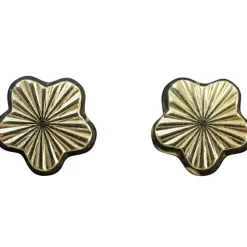 Boucles d'oreilles fleur striées (or jaune 750°)